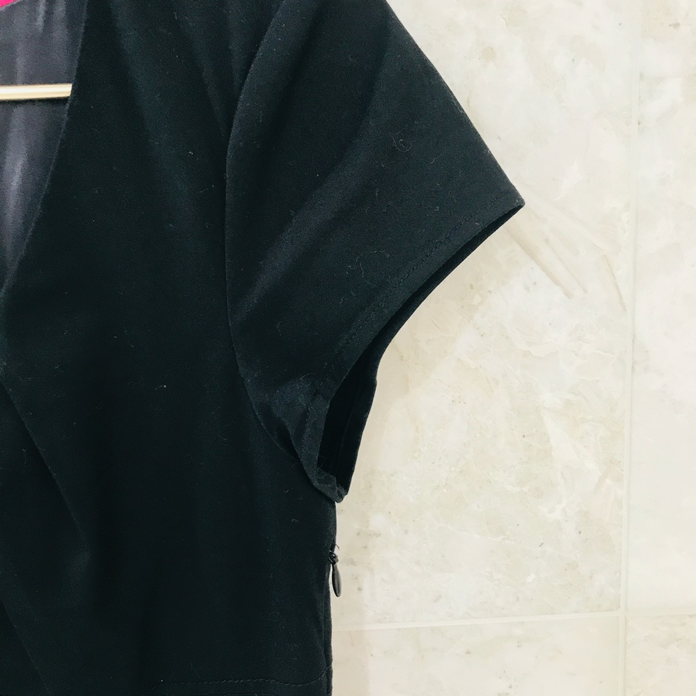 BODEN {6} Shift Dress Black Cotton Knee Length Cap Sleeve Gray Circles - Picture 5 of 9